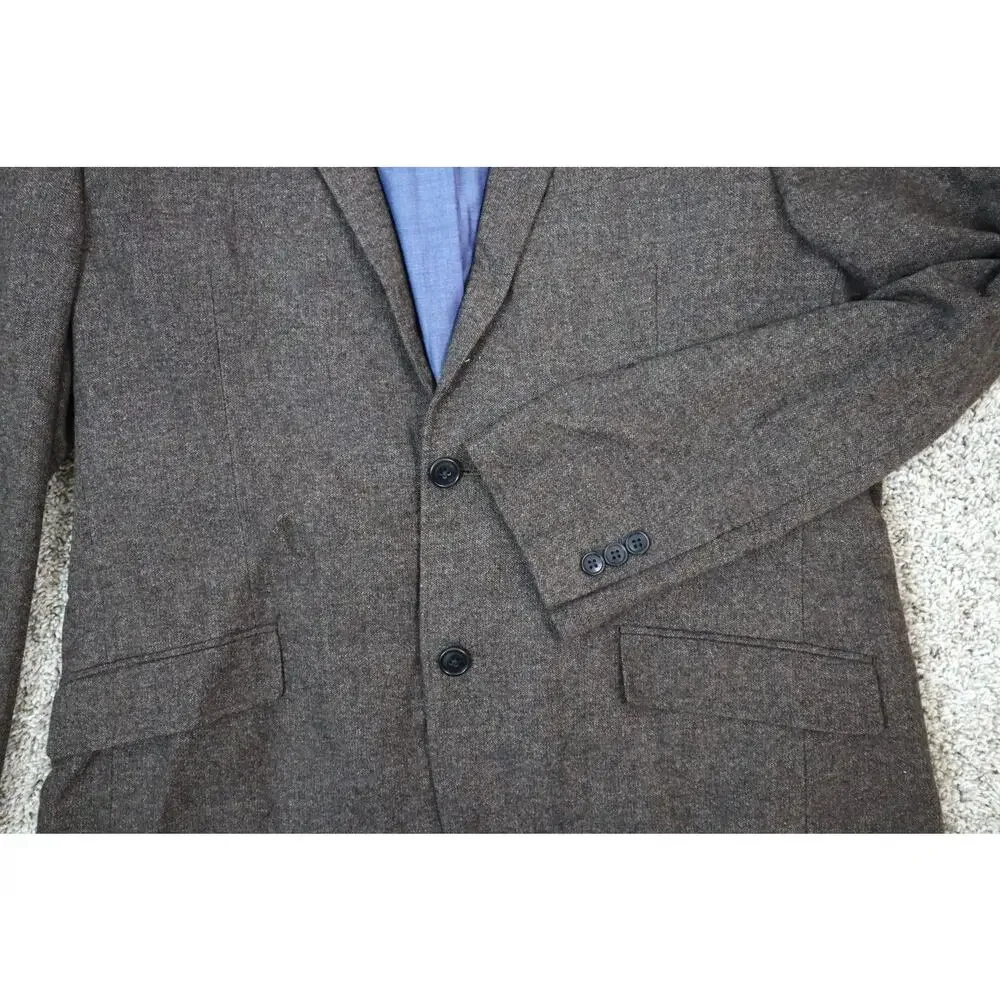 Pronto Uomo Mens Sport Coat Large Brown Tweed Blazer Two Button Wool Blend